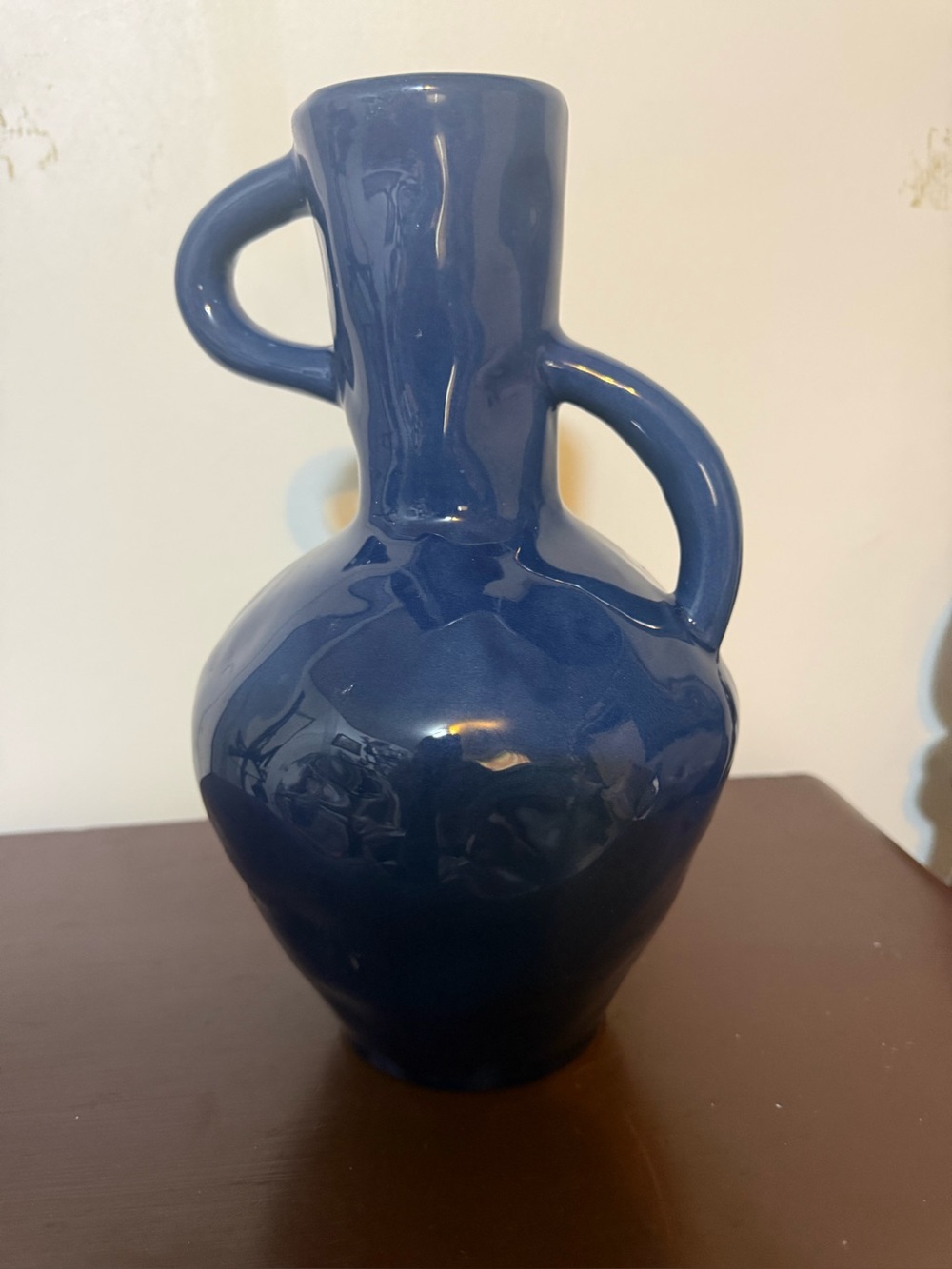 Blue Ceramic Double-Handled Vase
